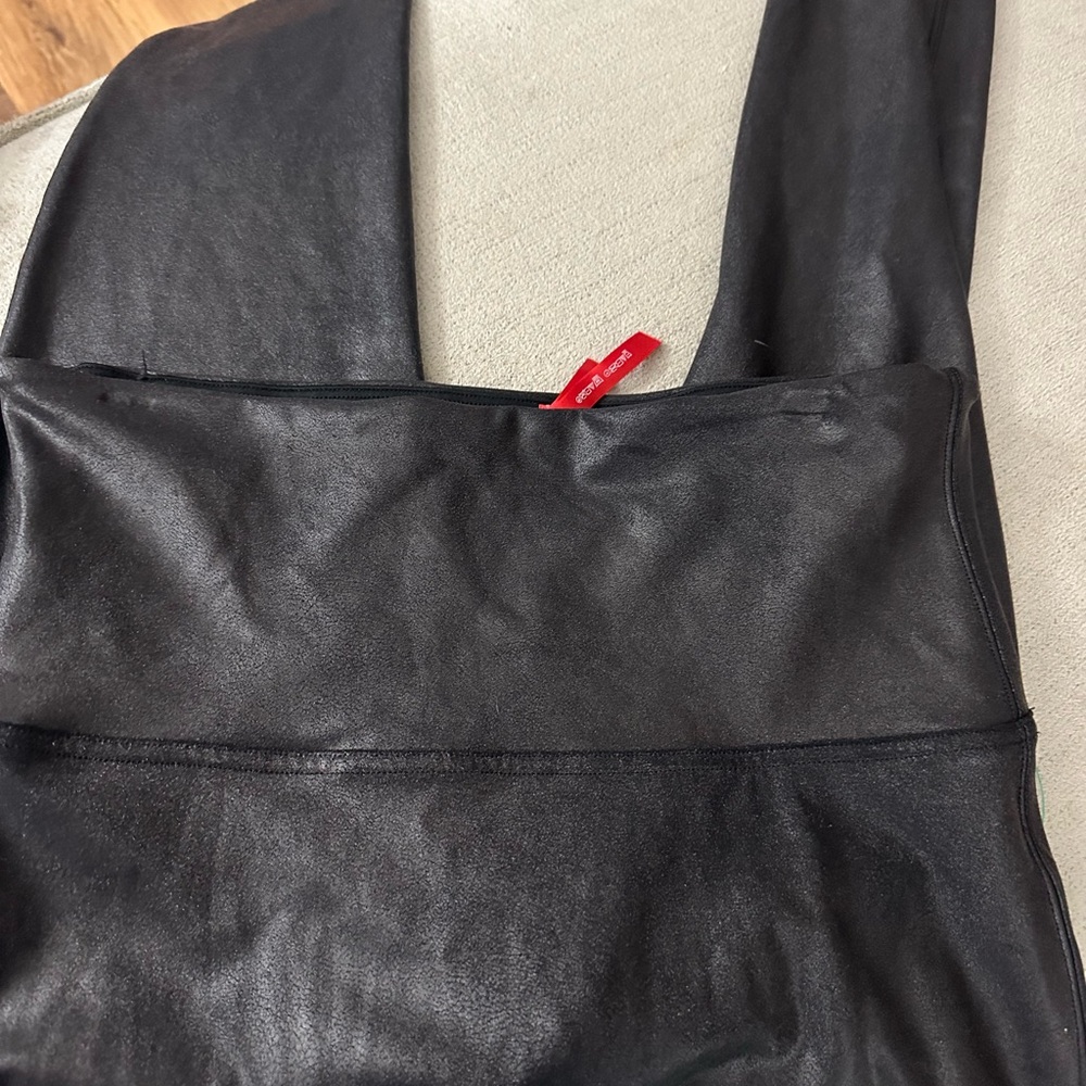 Spanx Faux Leather Black Leggings Shiny